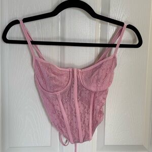 Elegant Pink Lace Bustier